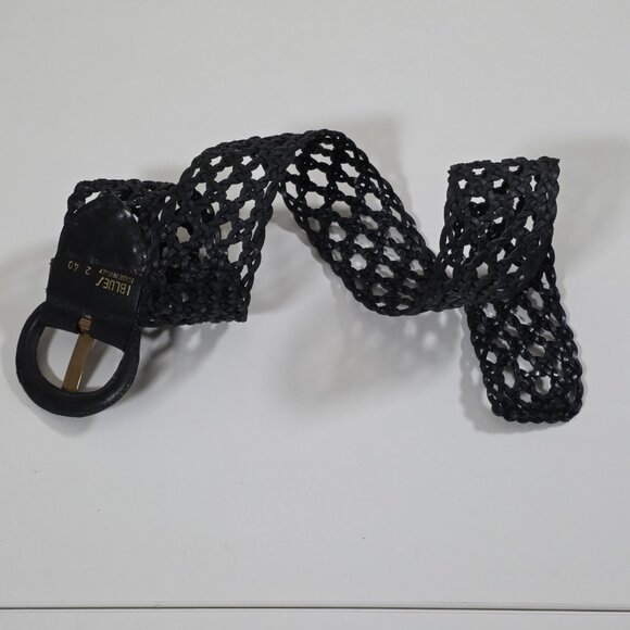 i Blues Vtg Plaited Leather Belt Womens Black Braided Buckle Whimsigoth Elegant - Picture 11 of 12